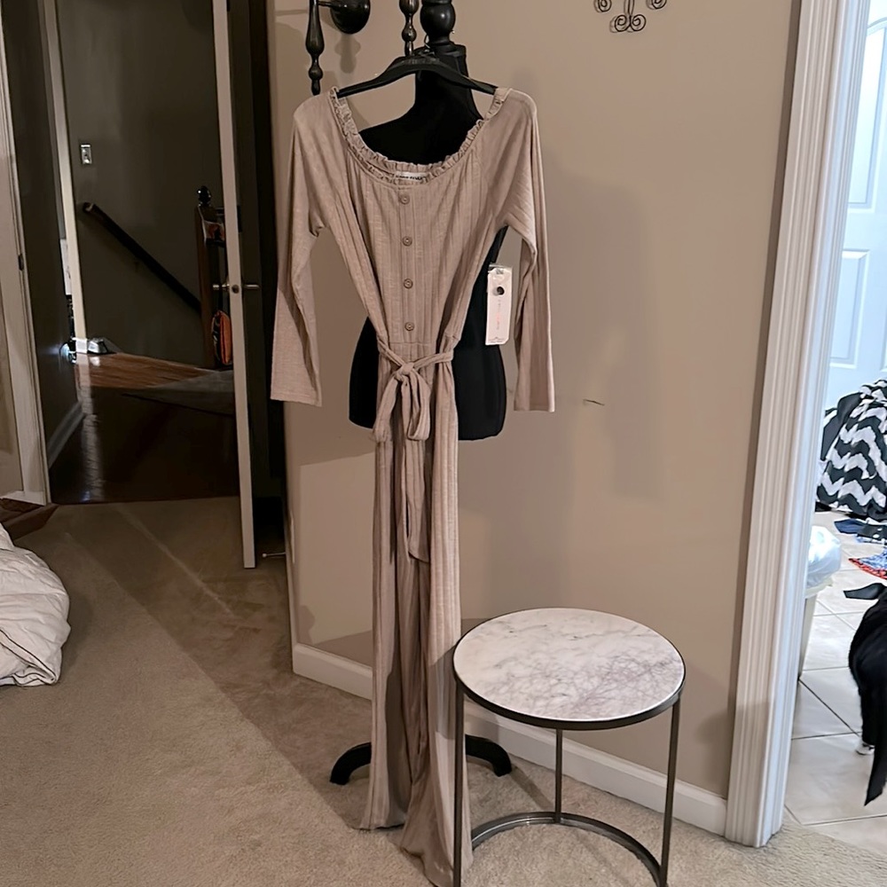 Almost famous extra large taupe Jump Suit brand new never worn with tags